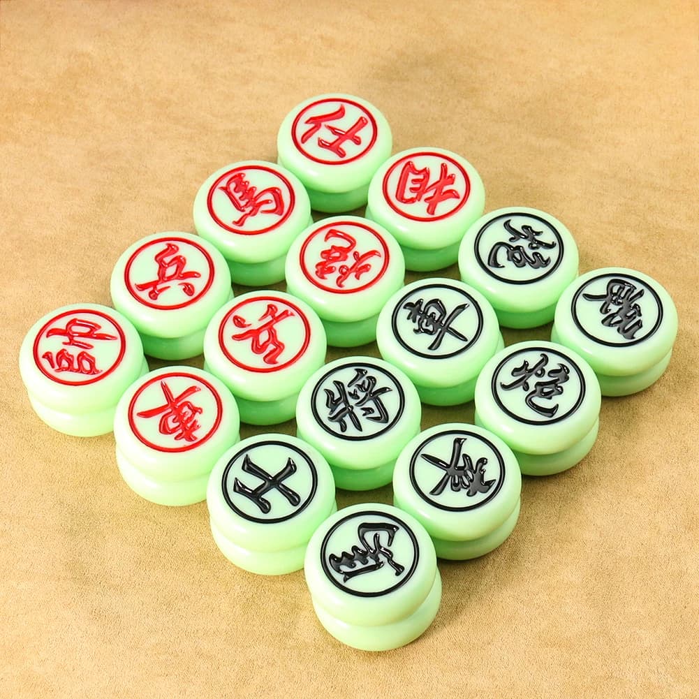 Set di Scacchi Cinesi Tradizionali Xiangqi, Pezzi in Resina Imitazione Giada, Scacchiera Portatile, Gioco di Strategia, Regalo Educativo