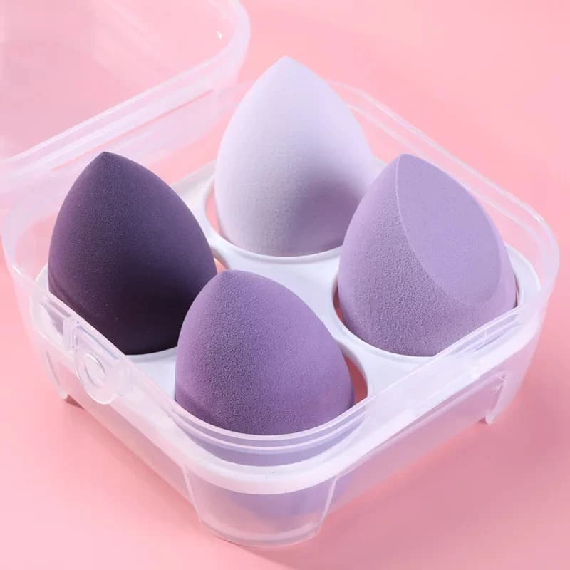 Set of 4/8 Sponges for Makeup, Applicators for Fondotinta e Cipria, Use in Dry and Humid, Cosmetic Instruments with Beveled Cutting
