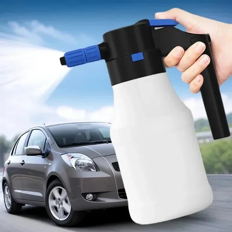 Spruzzatore elettrico per schiuma di neve da 1,5 litri Bottiglia spray per lavaggio auto Annaffiatoio ricaricabile con lancia USB per la pulizia dei finestrini dell'auto