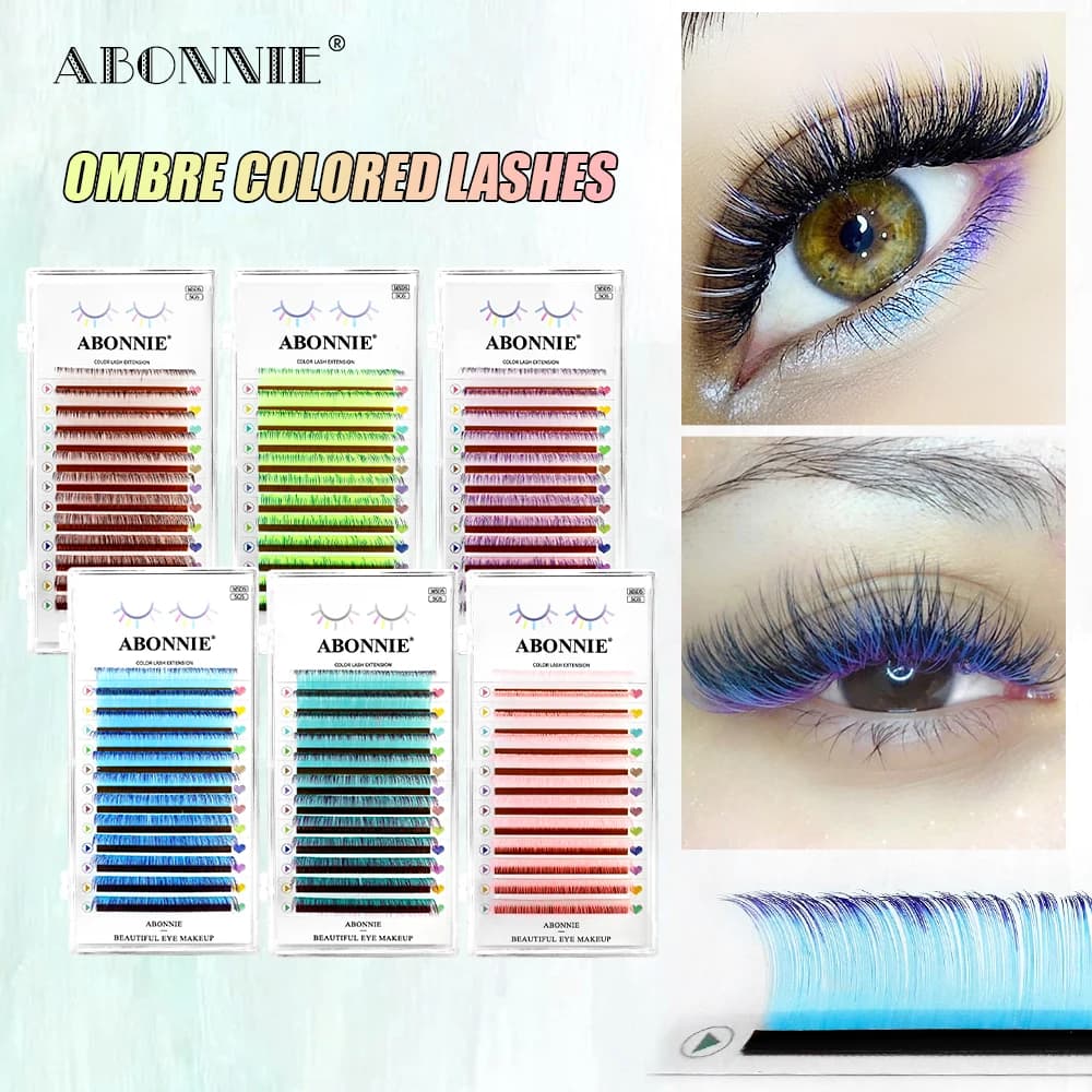 ABONNIE Cashmere Nero Sfumato Estensione ciglia colorate Visone individuale Ombre Ciglia finte colorate