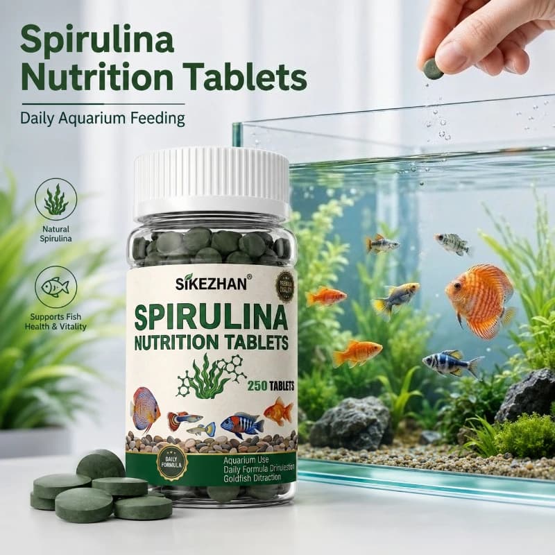 Natural Spirulina Algae Tablets 250pcs Color Enhancing Fish Food Sinking Pellets High Protein Aquarium Fish Nutrition Supplement