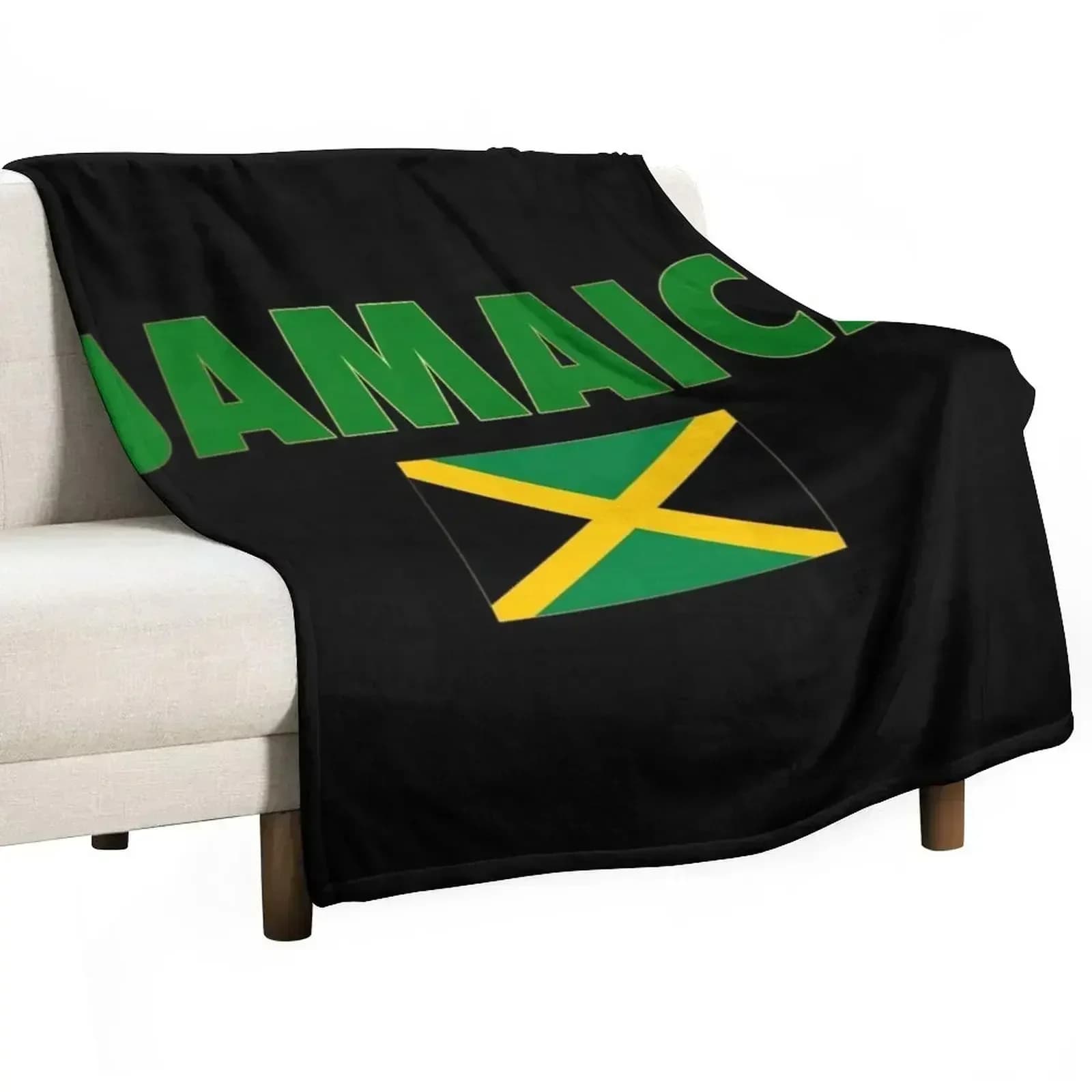 Jamaica with Jamaican Flag Throw Blanket for sofa Plaid on the sofa Travel Decorative Beds bed plaid Sleeping Bag Blankets