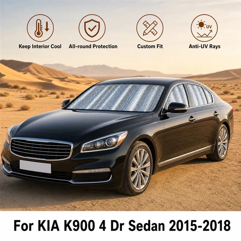 For KIA K900 4 Dr Sedan 2015-2018 Full Set Car Window Sunshades UV Block Privacy Heat Insulated Foldable Car Curtain