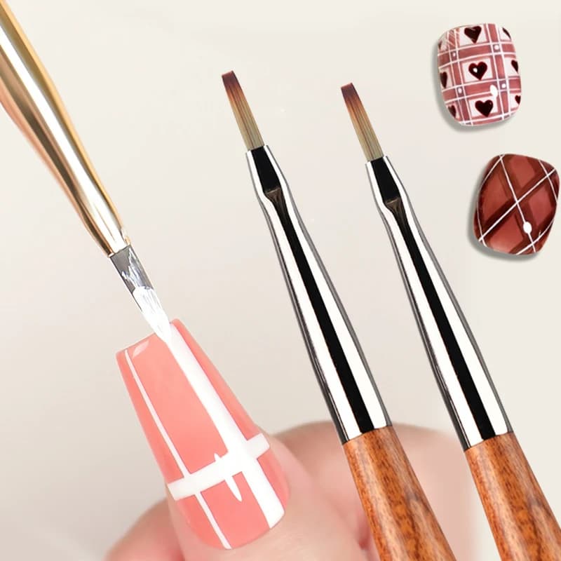 Pennello per nail art Checker Disegno per unghie Pittura Pennello per fodera Strumento per nail art Pennelli per pittura su gel UV acrilico Strumenti per manicure di design fai-da-te