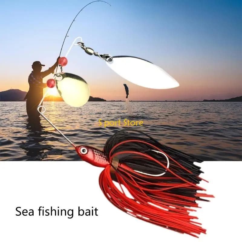 U2JB Silicone Skirt Spinner Lures Baits Metal Hard Artificial Fishing Baits