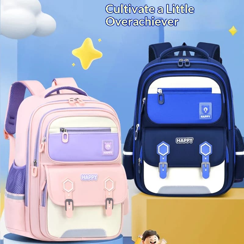 New British style student backpack, lightweight and spine protecting, large capacity backpack, children's backpack