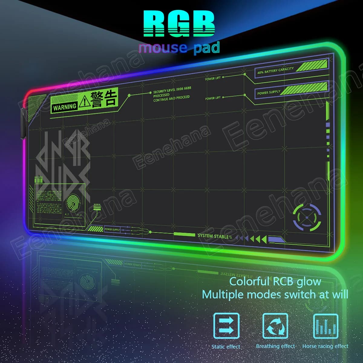 Tappetino per Mouse con Retroilluminazione RGB Avanzata, Tastiera Meccanica Colorata per Gamer, Tappetino Luminoso per PC Gaming, Ufficio e Casa