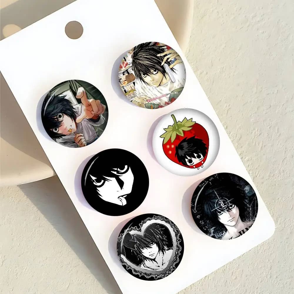 Anime Death Note L Anime Creative Tinplate Soft Button Pins Animal Icon Brooch Lapel Backpack Badge Accessories Pin