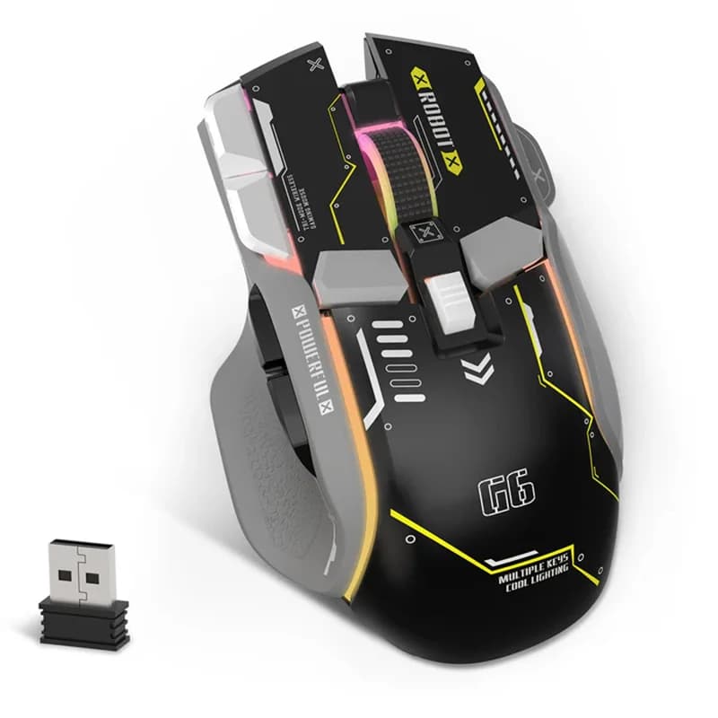 G6 Wireless Mouse with 11 RGB backlight, 128 DPI, type C wired/wireless 2.4G/BT, game mouse