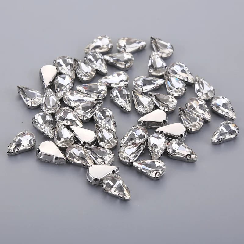 Strass in Cristallo Trasparente Multi-Misura con Base Argentata a Griffe per Abiti da Sposa, Accessori per Capelli, Perline a Goccia d'Acqua Fai-da-Te