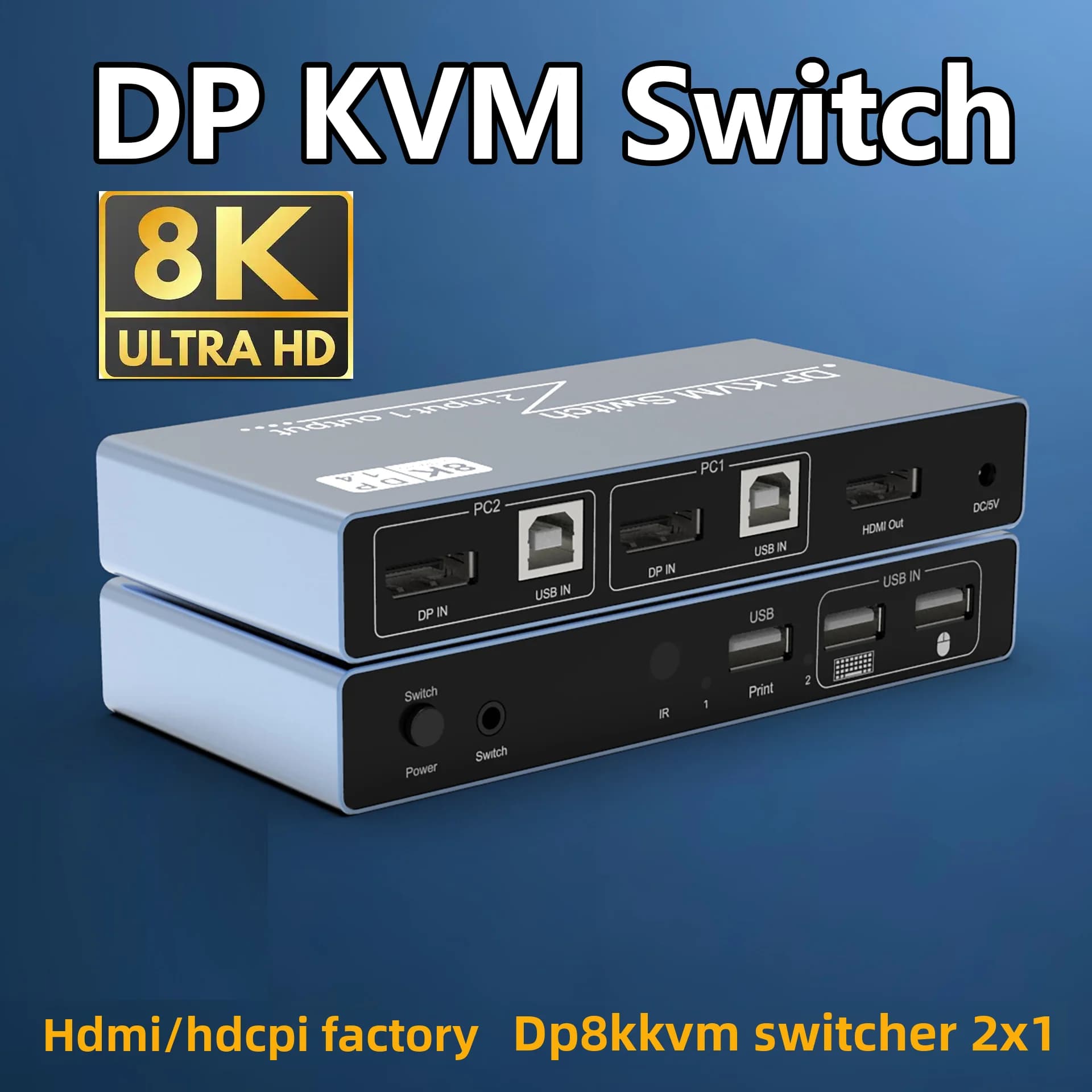 DP KVM Switch 2 Cut 1 8K60 4K Hotkey Switch USB Flash Drive Stampante Due computer Sharer Segnale USB Monitor Tastiera Mouse