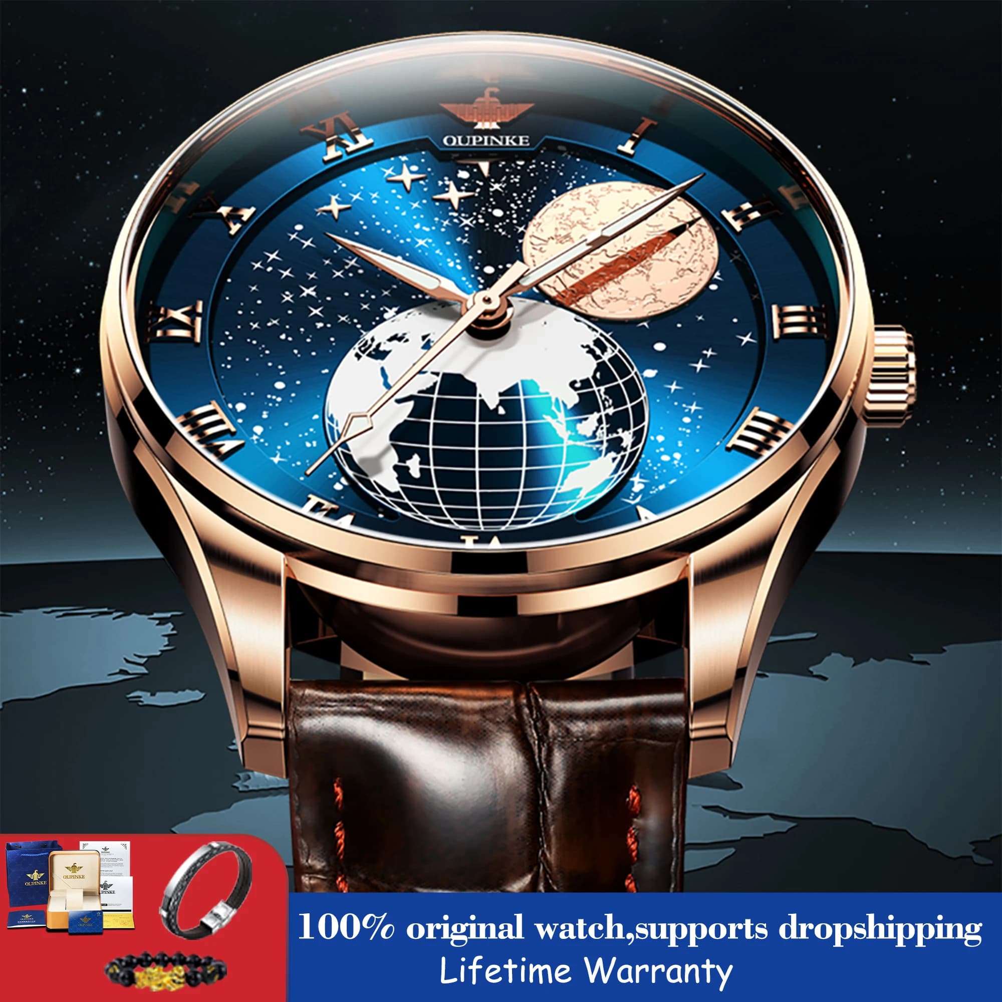 OUPINKE 3177 Man Watch Roman Scale Automatic Men Luxury Mechanical Watch For Men Waterproof Male Wristwatch Warehouse Clearance
