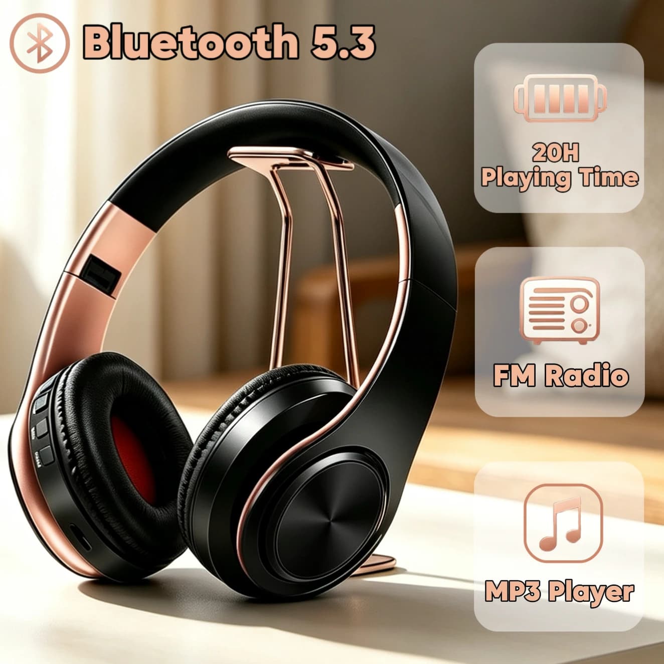 AYVVPII Stereo Wireless Bluetooth Headphone FM and Support SD Card with Mic for Mobile Iphone Sumsamg Tablet MP3