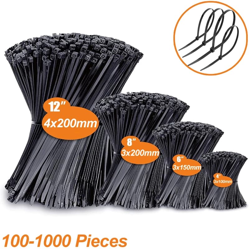 Fascette per cavi in nylon da 100-1000 pezzi Fascette per cavi autobloccanti Fascette per cavi regolabili Anello di fissaggio Fascette per cavi per ufficio domestico