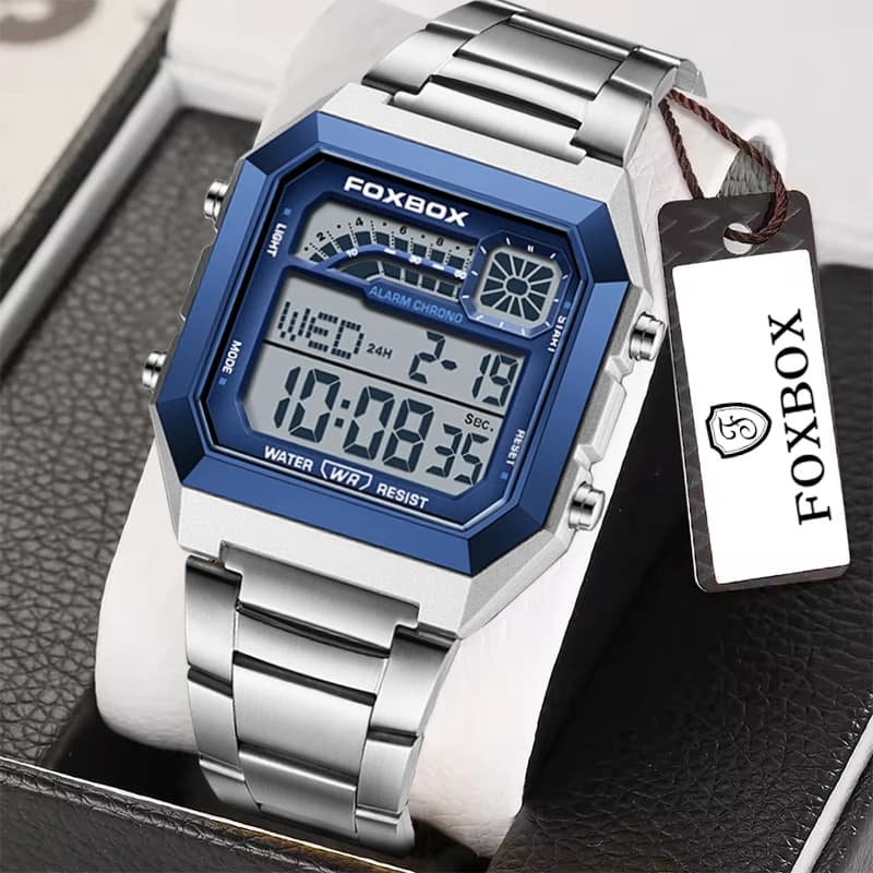 LIGE Orologi da uomo Orologio da polso da uomo con calendario luminoso a LED di lusso Orologi digitali casual quadrati impermeabili in acciaio inossidabile