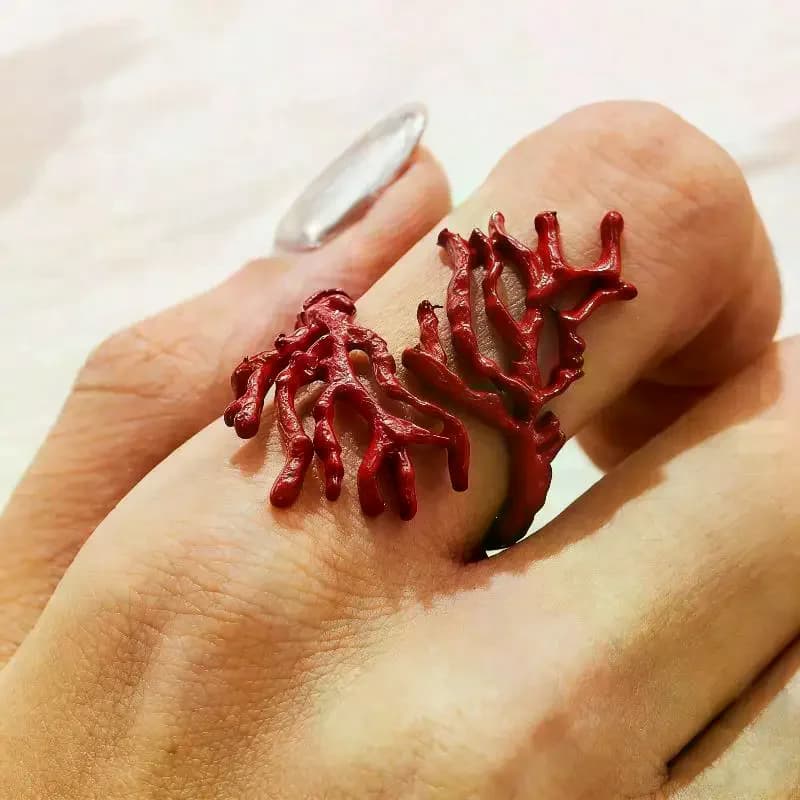 Trendy Metal Coral Shaped Opening Knuckle Rings Women Irregular Geometric Exaggerated Punk Ring Jewelry Gift