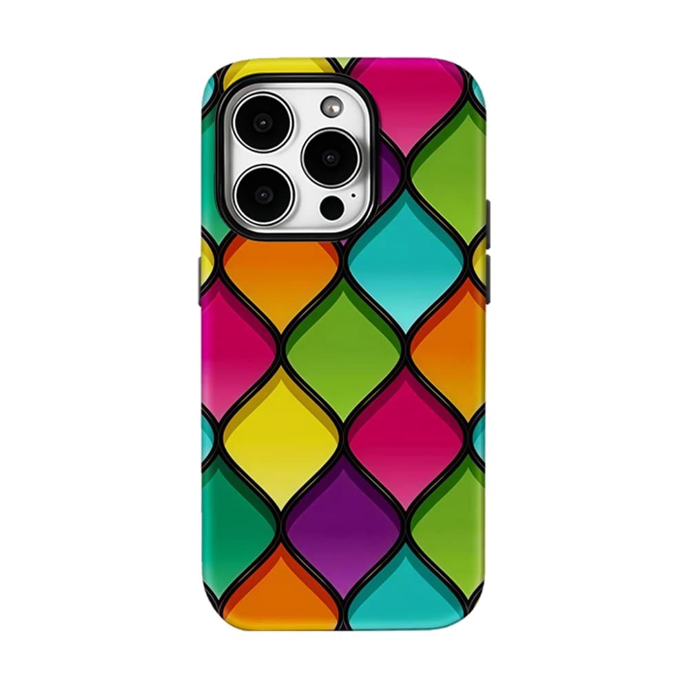 Custodia per iPhone 17 16 15 14 13 Pro Max Plus con motivo geometrico a piastrelle marocchine, custodia magnetica robusta a strato singolo/doppio