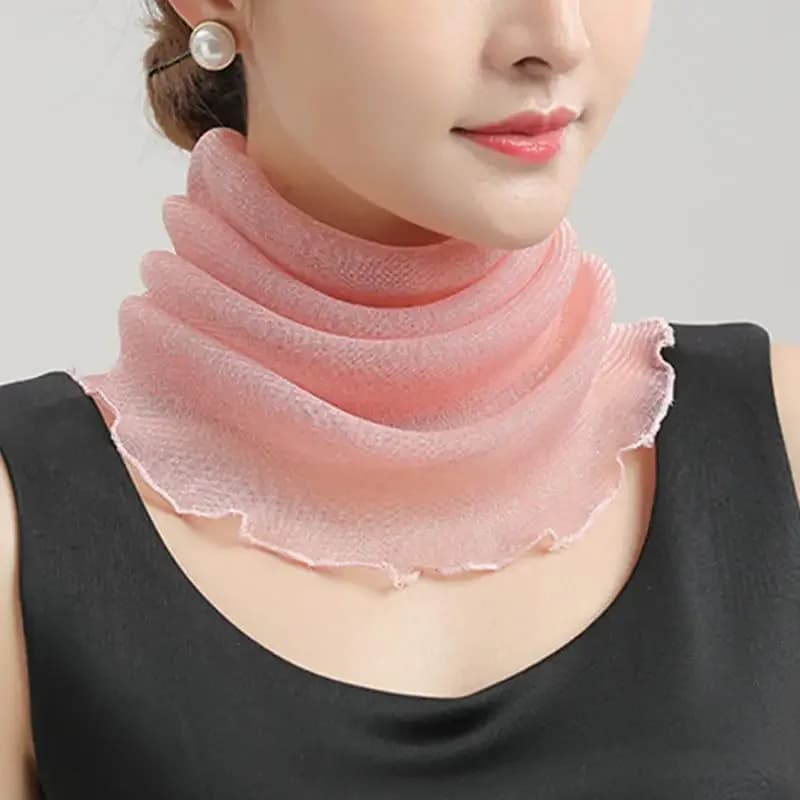 Sciarpa in chiffon primaverile/estiva da donna, sottile, multiuso, anti-UV, con protezione solare, in seta, per collo e testa