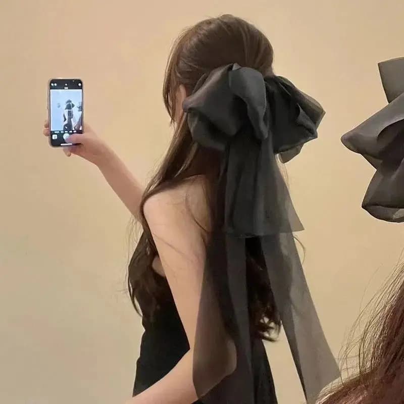 Fermaglio per capelli con fiocco oversize da principessa Fairycore-dolce stile elegante Accessori donna artiglio per capelli Fermagli per capelli popolari fermaglio per capelli rosso