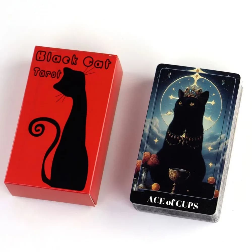 10.3*6 cm Black Cat Tarot Shadowy Cat Deck Feline Deck 78 pezzi Carte dei tarocchi basate sul sistema Rider Waite per principianti