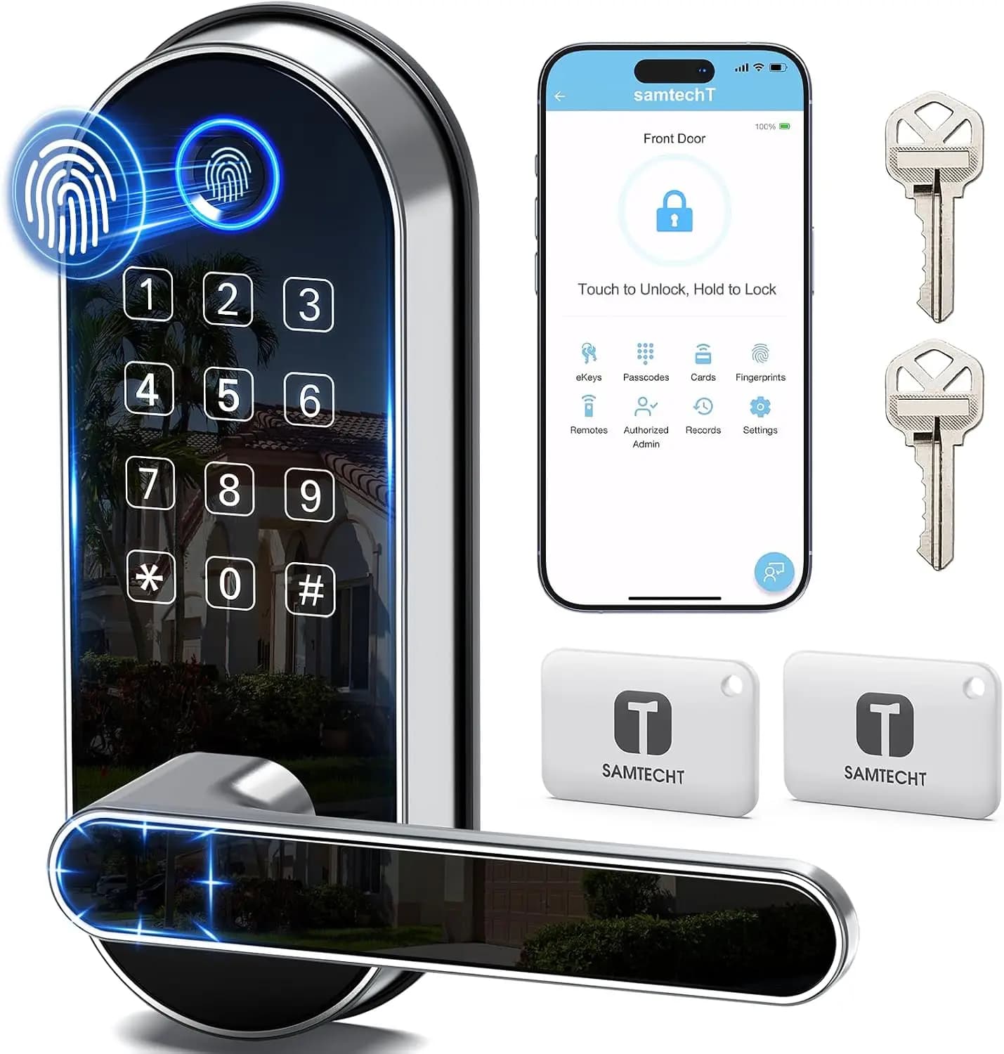 Smart Lock with Keypad & Handle, Keyless Entry for Home, Airbnb, Rental, Auto-Lock, Alexa/Google Compatible