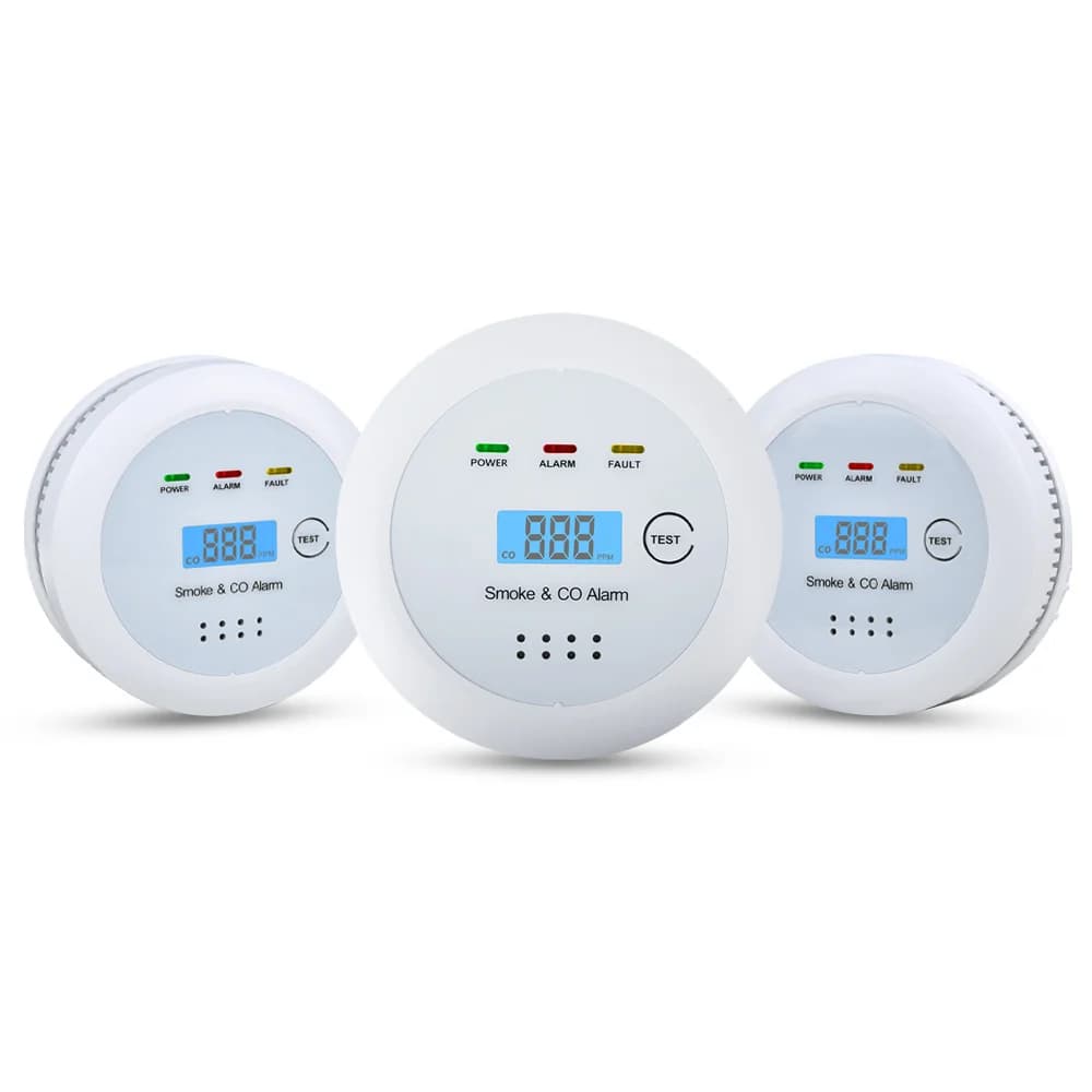 Rilevatore di fumo e monossido di carbonio 2 in 1 con display LCD, sensore di fumo e monossido di carbonio, sensore acustico di allarme per stanza e cucina