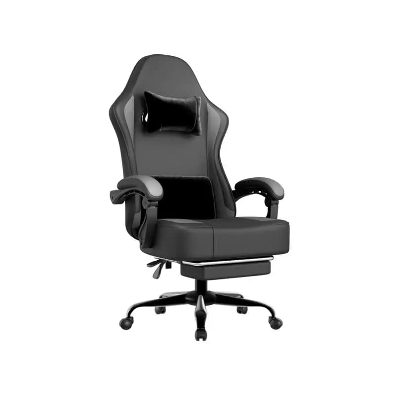 Sedia da gioco ergonomica con cuscino a molle insacchettate e poggiapiedi, pelle PU traspirante, poggiatesta regolabile e supporto lombare