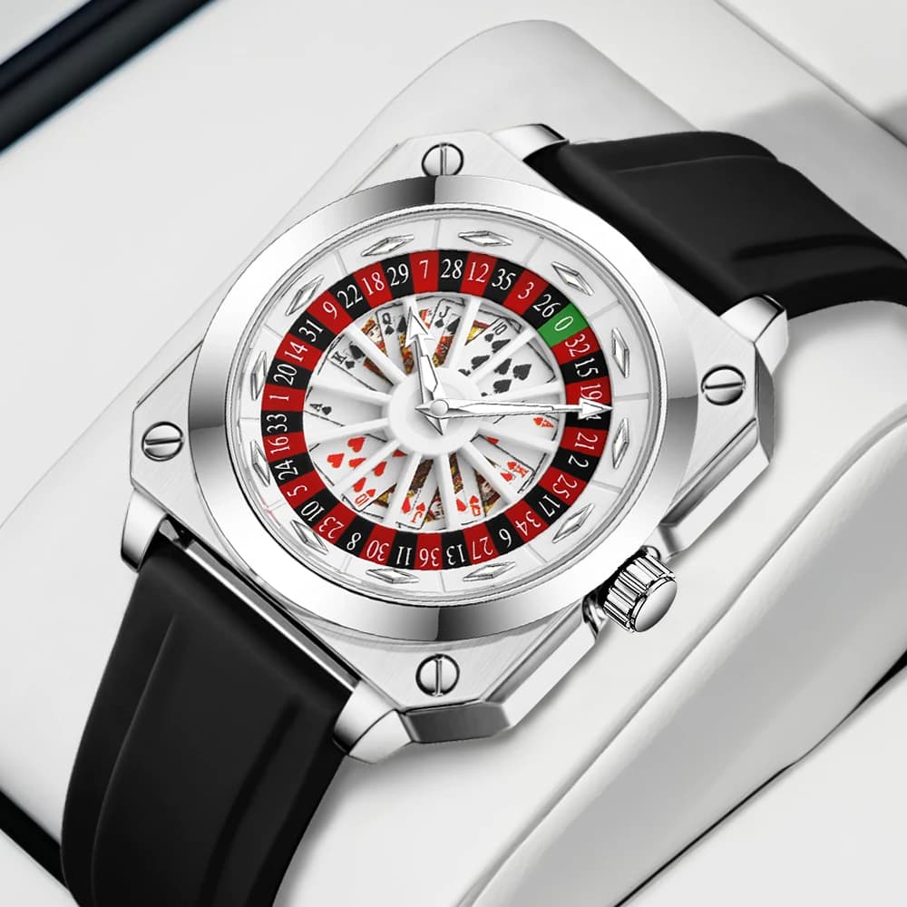 2025 New men's watch with roulette VA VA VOOM Brand original sports style fashion silicone strap night light square gift watch for man