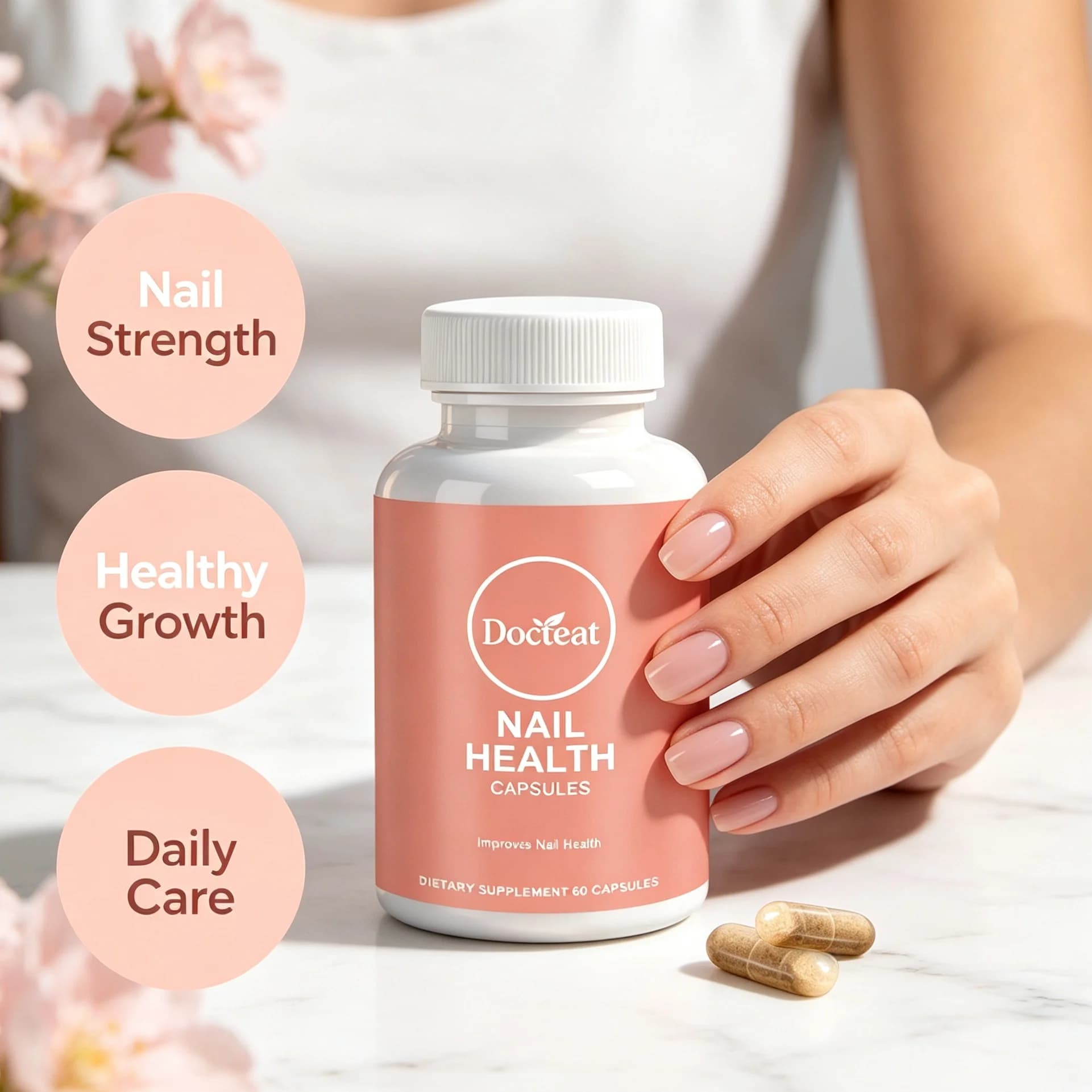 Multivitamin Nails Health Support Capsules, Collagen Biotin Formula, Strengthen Damaged Thin Nails, Beauty Dietary Supplement
