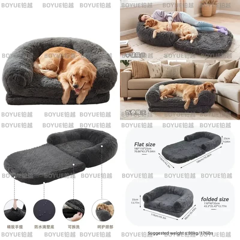 Plush Pet Sofa Bed for Dogs and Cats Washable Detachable Queen Size Soft Animal House Comfortable Sleeping Mat Furniture