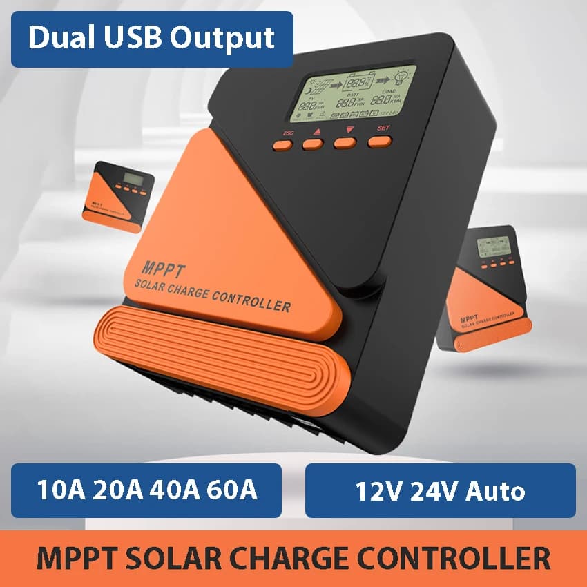 Regolatore di carica solare MPPT 60A 40A 20A 10A Regolatore di carica del pannello solare 12V 24V Batteria Identificazione automatica Ingresso fotovoltaico 50V 100V