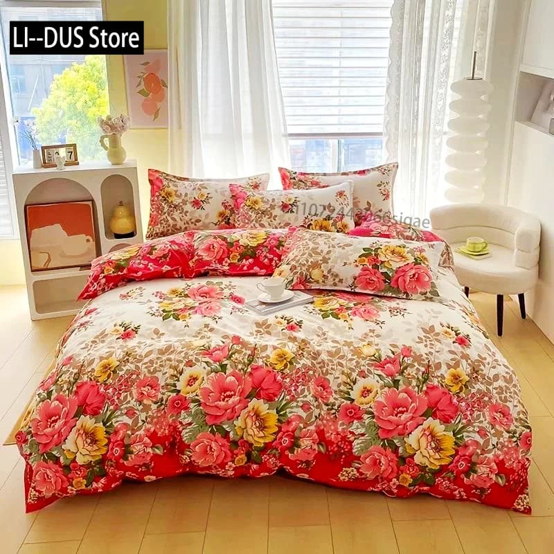 Floral Duvet Cover Set With Zipper Closure - 3 Piece Bedding Set Includes 1 Duvet Cover And 2 Pillowcases