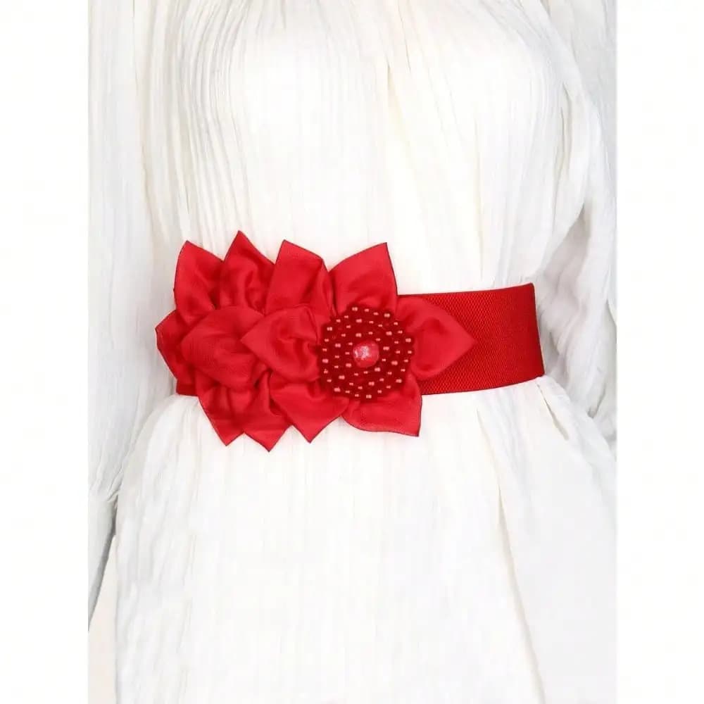 1 cintura decorativa con perle finte e fiori, stile Boho, per Halloween, San Valentino, Estate, Scuola, Autunno