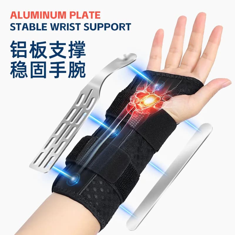 Breathable Perforated Wrist Brace with Aluminum Splint Double Velcro Straps Adjustable Compression Support Adult Sports wraps