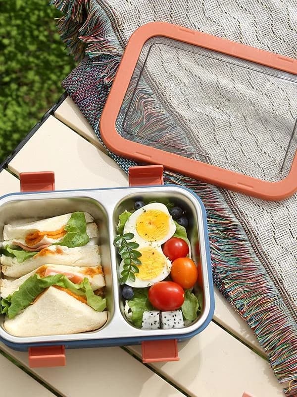 Contenitore per il pranzo portatile in acciaio inossidabile per microonde, con scomparti, leggero e isolato, per impiegati e lavoratori d'ufficio.