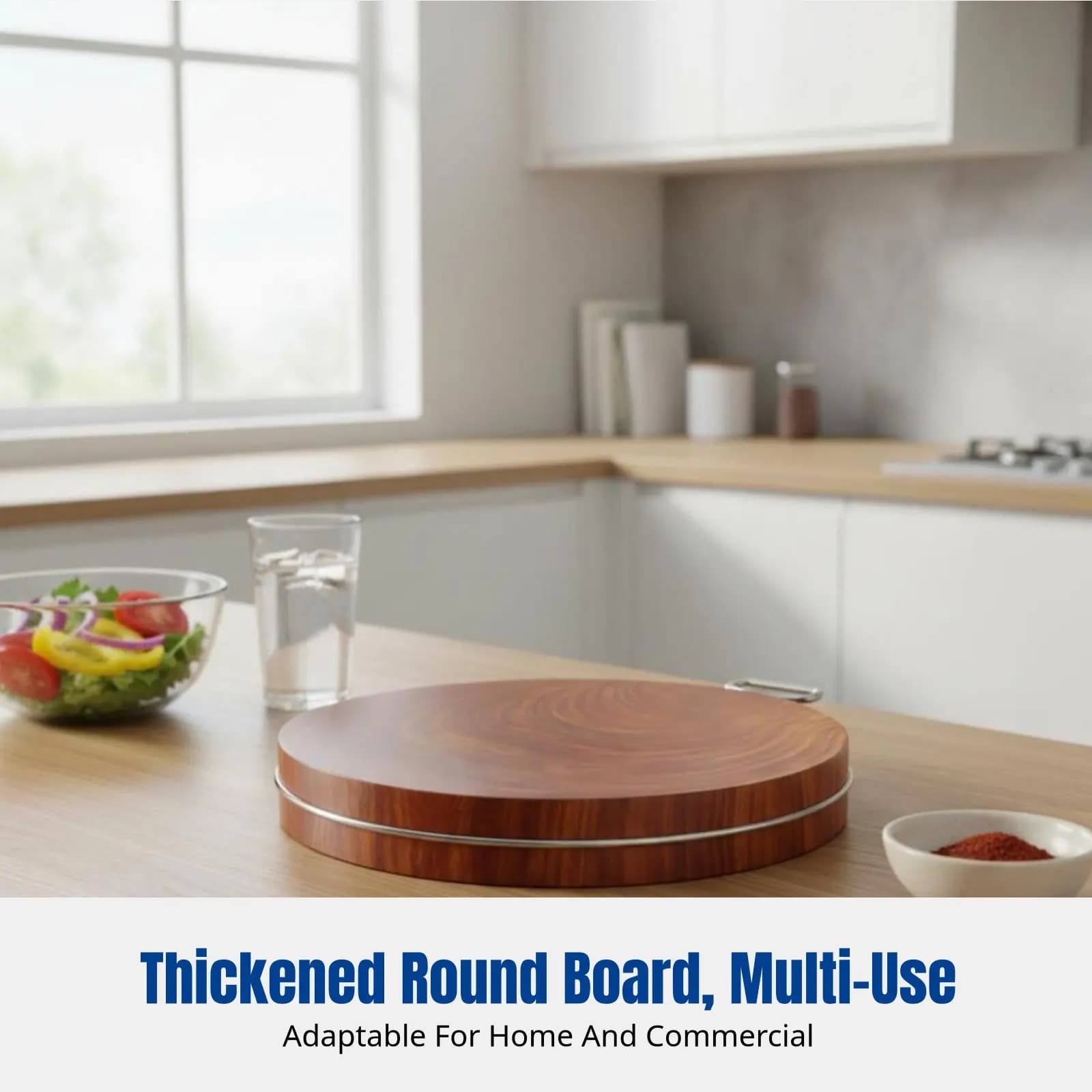 Round Cutting Machine in Ironwood Wood, Thick and Resistant for Kitchen and Chef