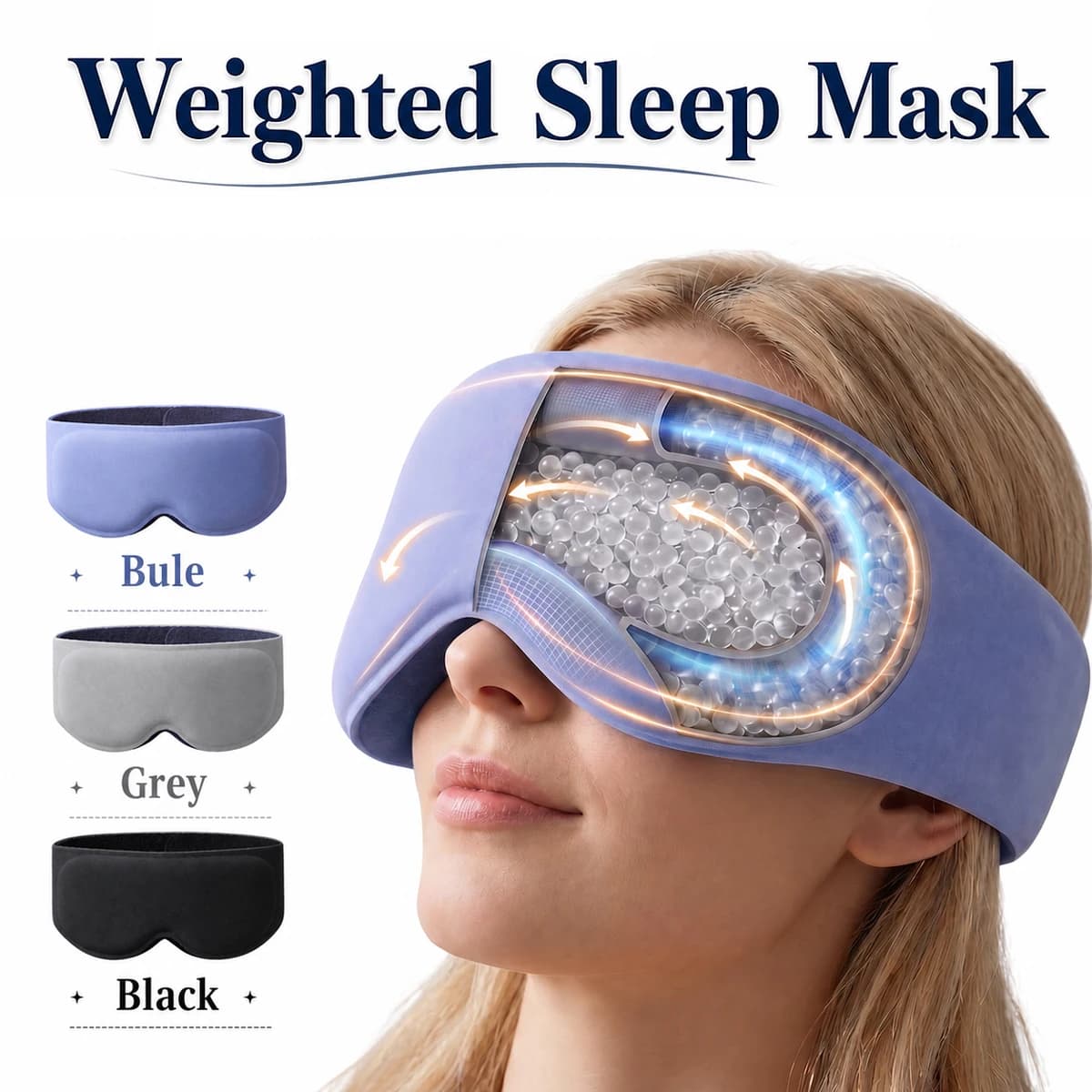 3D Weighted Sleep Mask, Eye Mask for Sleep, 3D Contoured Design, Gentle Micro Pressure Sleep Mask Soft and Breathable