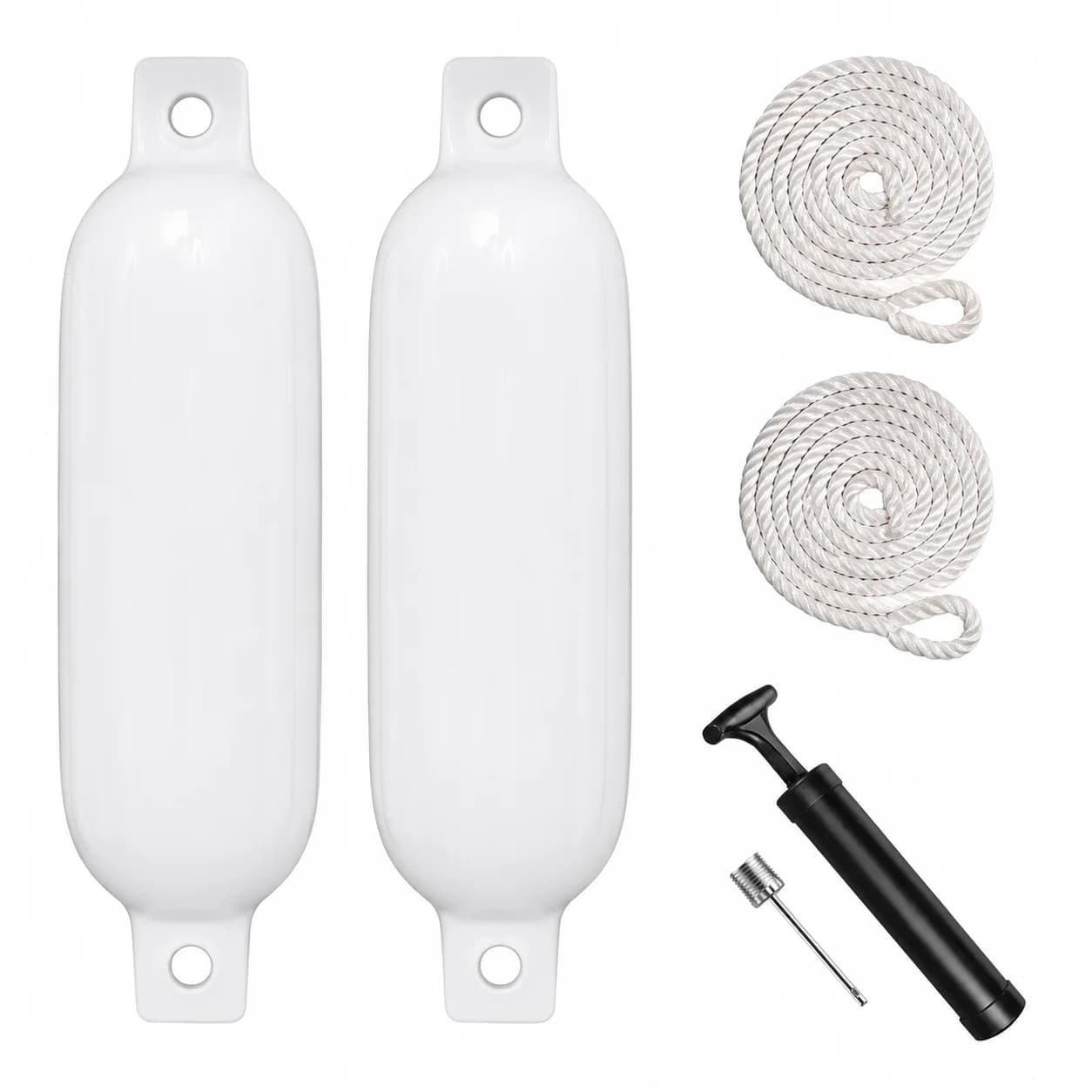 2 Pack16×58cm G2 Model Inflatable PVC Boat Fenders Marine Docking Bumper Pontoon Protector with Air Pump & Rope
