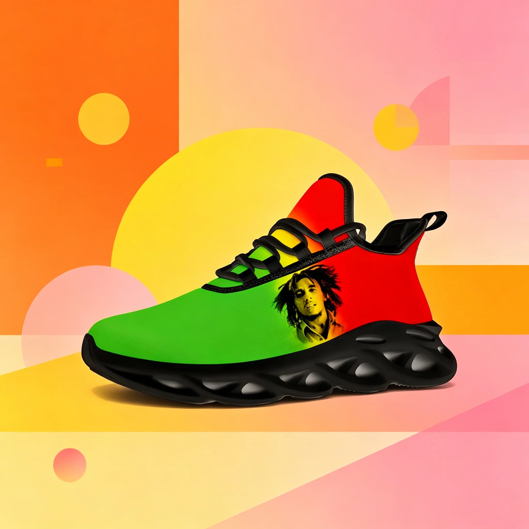 Sneakers Unisex con Stampa 3D di Bob Marley, Musica Reggae Classica, Alla Moda per Uso Quotidiano e Sportivo