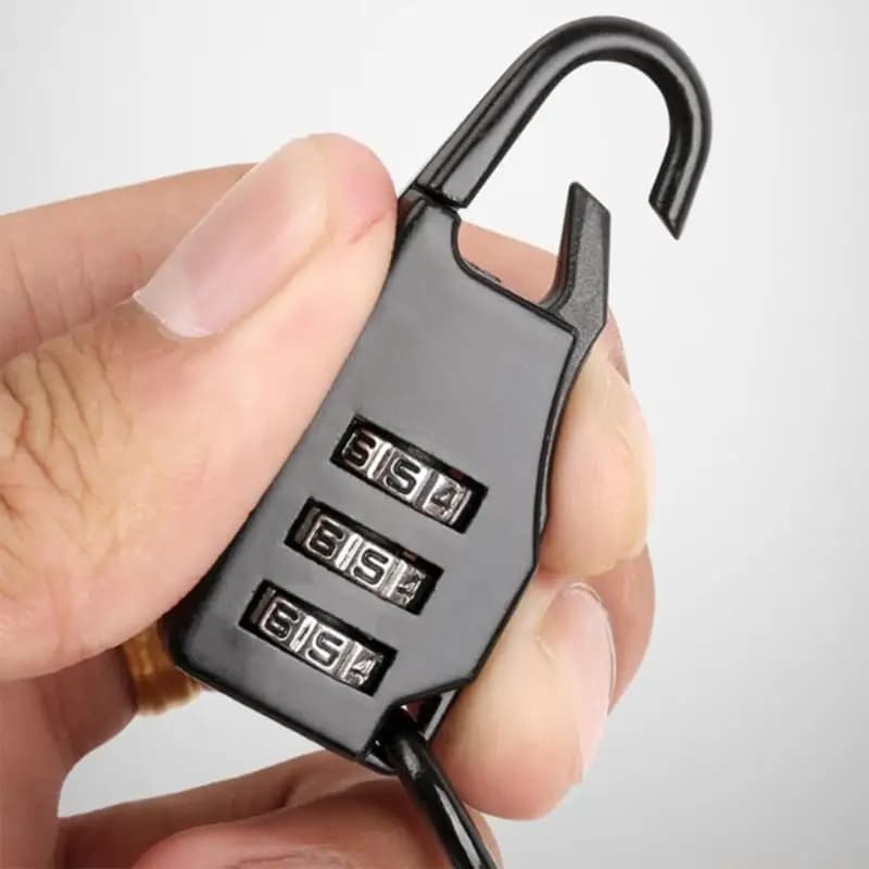 31BE Portable 3 Digit Combination Cable Lock Motorcycle Bike Antitheft Chain Helmets Lock for Travel Luggages Helmets