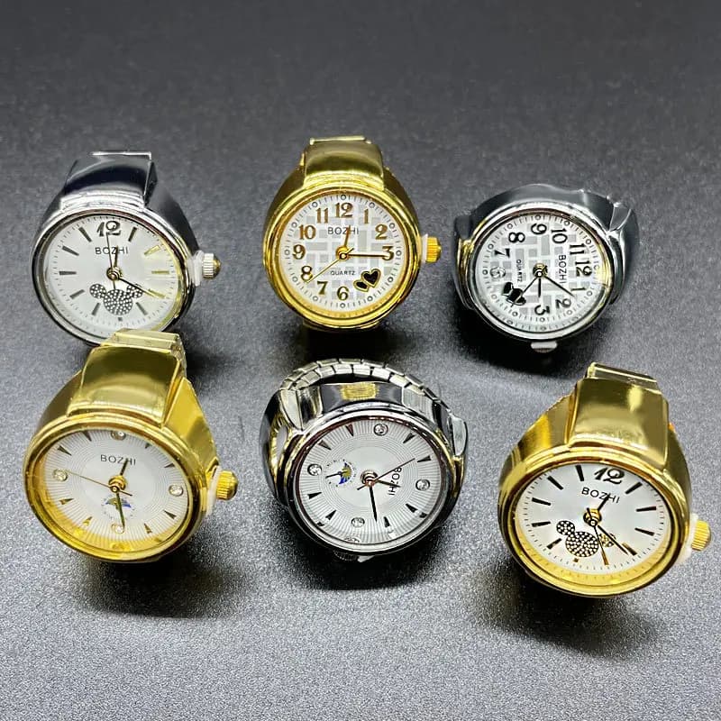 RetroGem Jewelry 1PC uomo donna anello orologio nuovo anello di orologio da tasca coppia con quadrante circolare in lega creativa di vendita calda