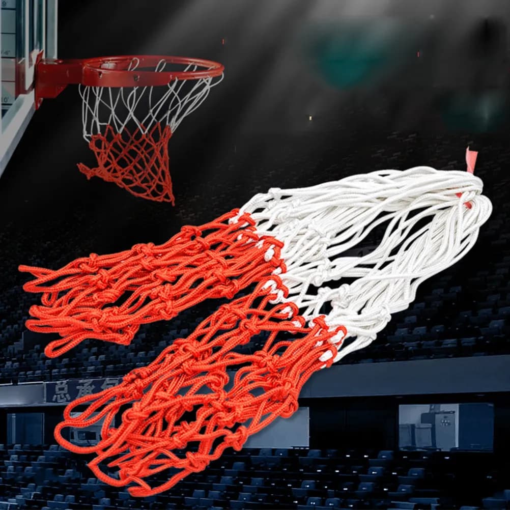 Professional Nylon Basketball Net 12 Loops Red Heavy Duty Weather Resistant for Standard Basketball Rim Outdoor Indoor Court