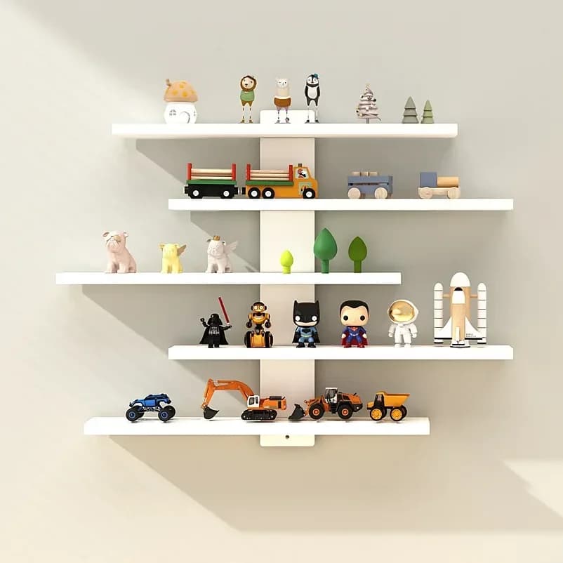 Lightweight Wall-Mounted 5-Tier Display Shelf for Building Block Figures - Large Capacity, Easy Install Blind Box Organizer Rack