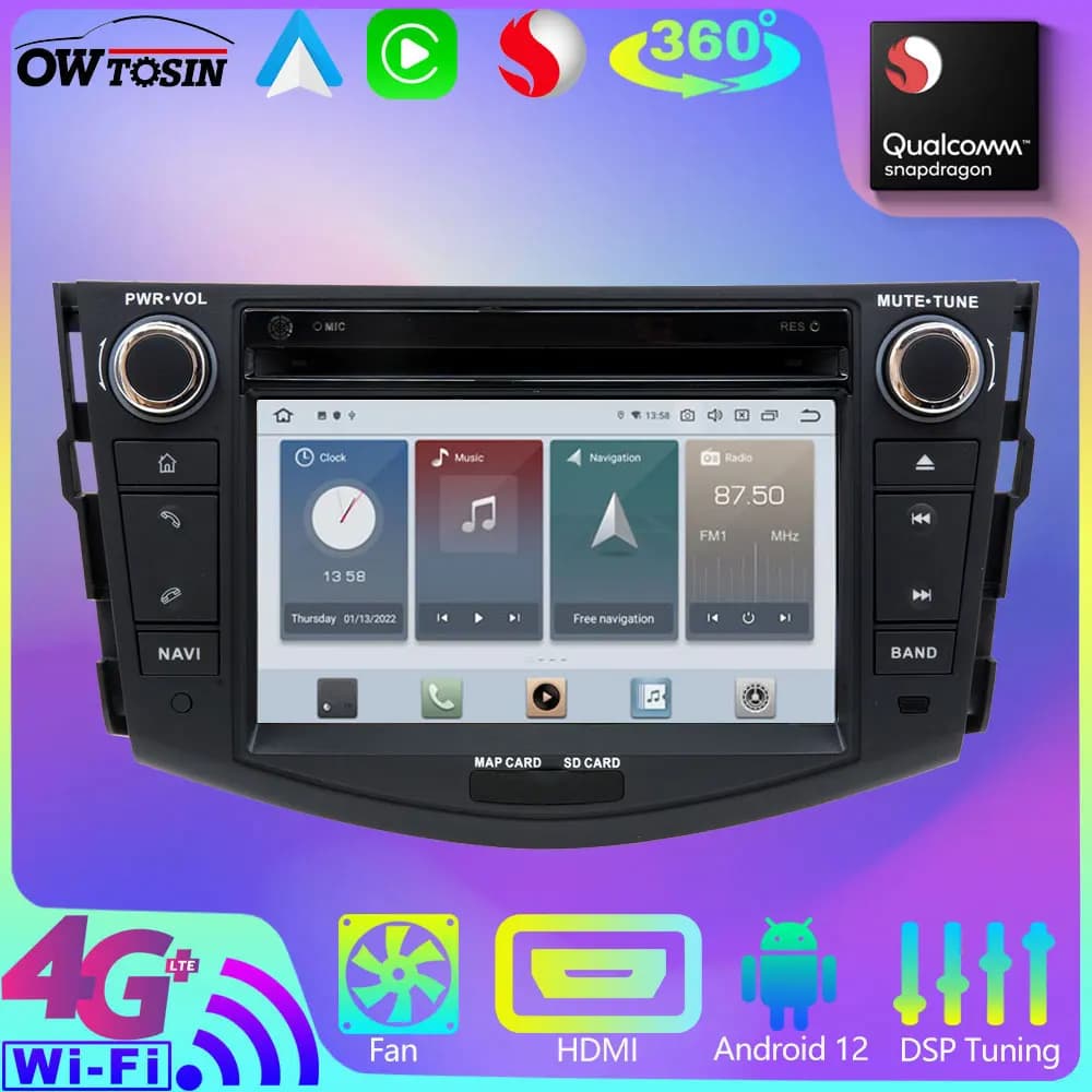 4G WiFi Android 13 12 + 256G Lettore video stereo per auto per Toyota RAV4 RAV 4 XA30 2005-2016 Navigazione GPS Auto CarPlay Radio Schermo