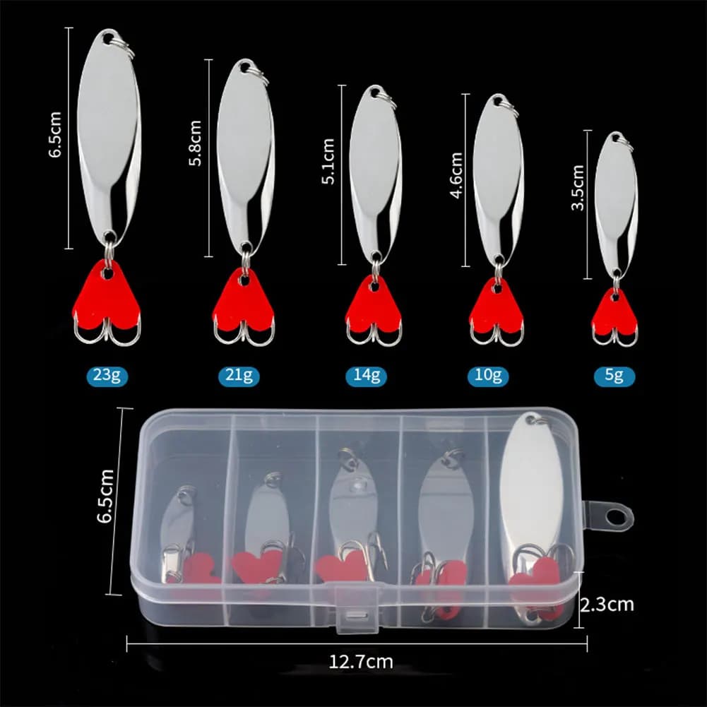 Set of 5 New Metal Skull Shaped Skulls with Fishing Equipment Kit, Wobbler bait set for Bass and Puppy