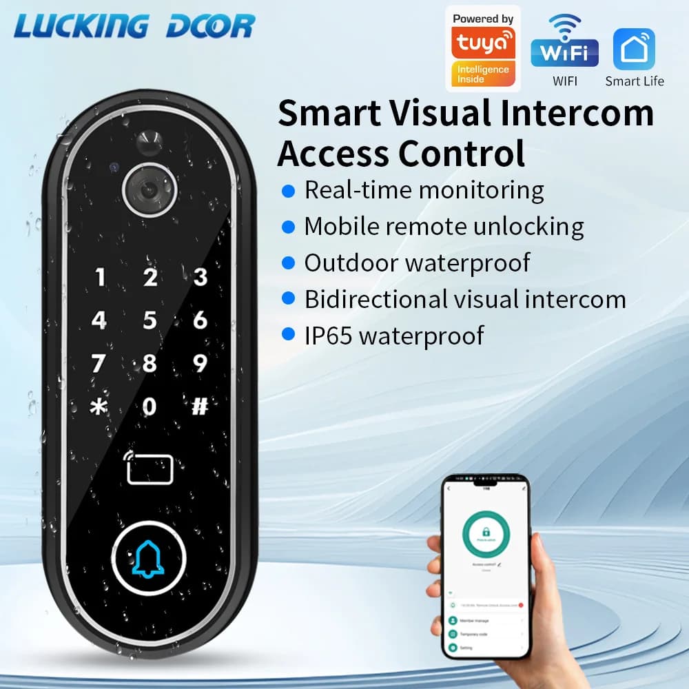 1080P Tuya Wifi Video campanello porta telefono fotocamera citofono serratura elettronica apri remoto NO/NC/COM controllo accessi tastiera RFID NFC