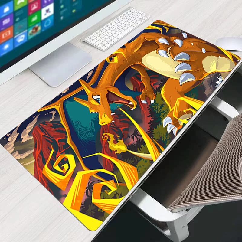 Squisito tappetino per mouse per computer P-Pokemon Charizard Gaming Anime Mousepad XXL Tappetino da scrivania Tappetino per tastiera Accessori per giocatori Tappetino da tavolo
