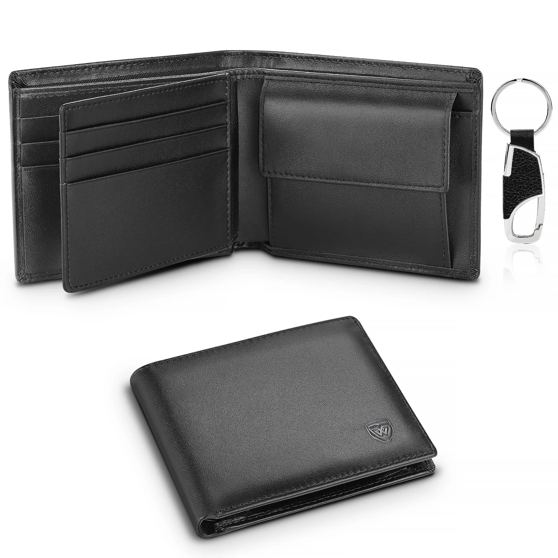 Portafoglio da uomo in vera pelle classico nero morbido portamonete porta carte di credito