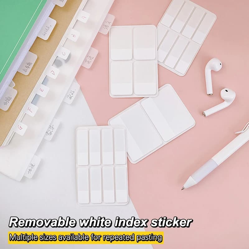 40/80/160 simple white melted pages pure white index stickers transparent labels adhesive notes diy supplies school office