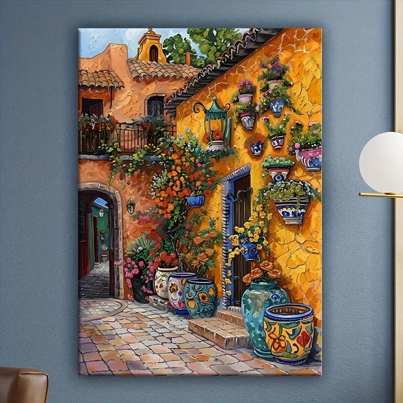Urne in argilla e pareti floreali: Pittura Diamante Fai da Te 5D, Mosaico Diamantato, Punto Croce per Decorazioni Domestiche, Regali Unici